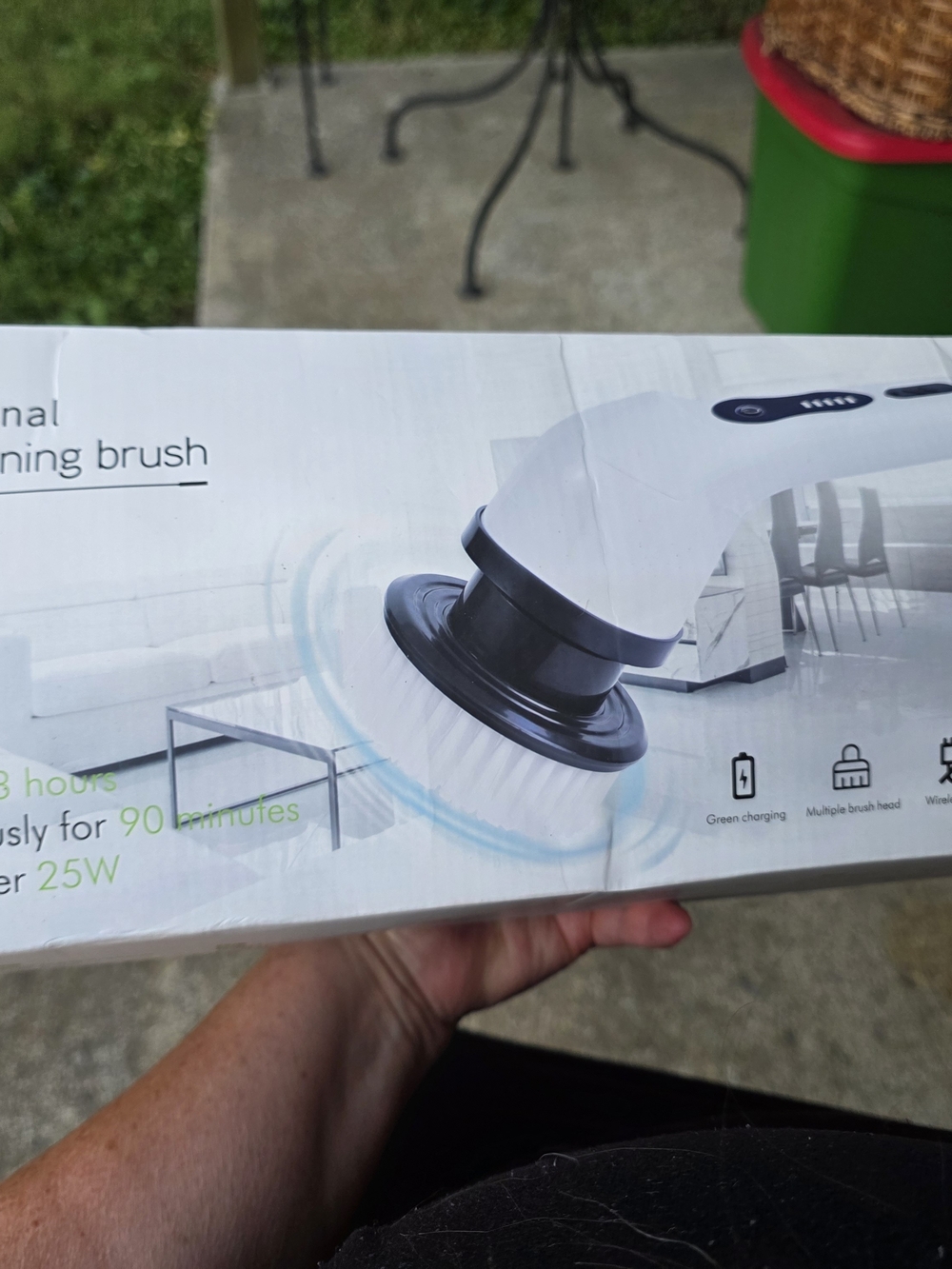 White Electric Cleaning Brush - Portable Power Scrubber